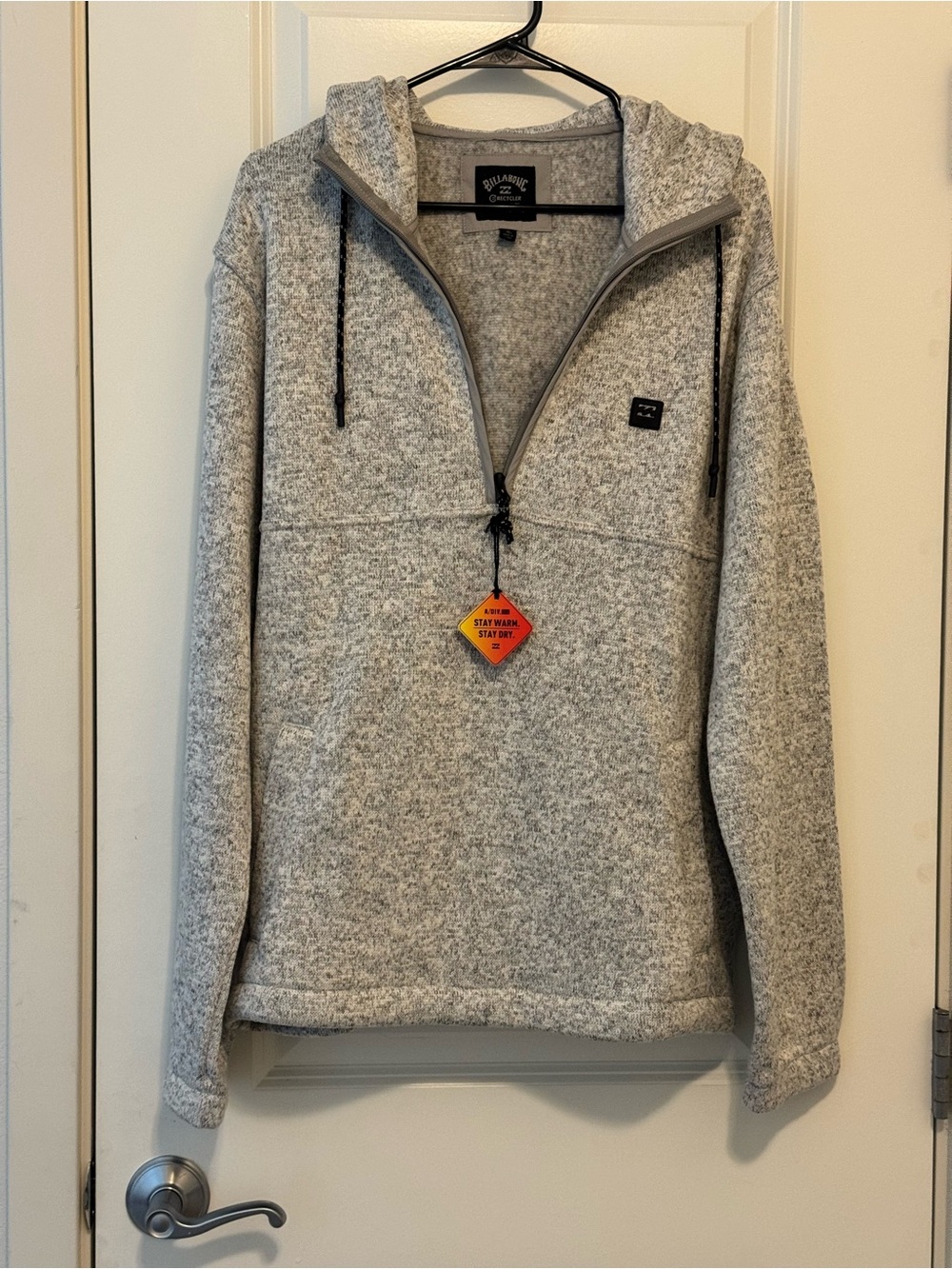 Billabong Men's Light Grey Zip-Up Fleece Pullover